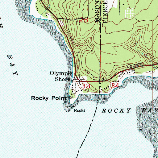 Topographic Map of Olympic Shore, WA