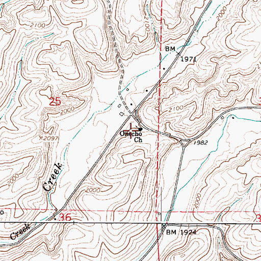 Topographic Map of Onecho Church, WA