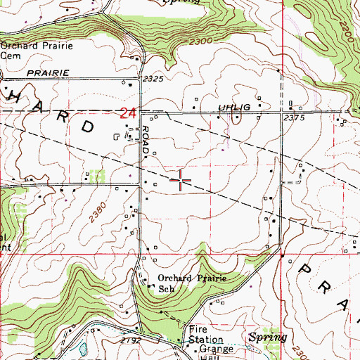 Topographic Map of Orchard Prairie, WA