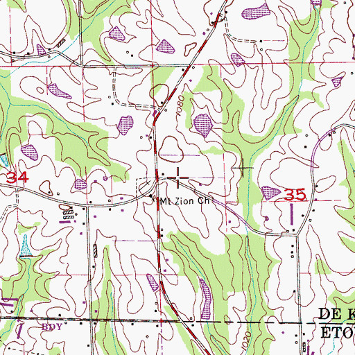 Topographic Map of Mount Zion (historical), AL