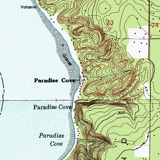 Topographic Map of Paradise Cove, WA