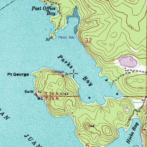 Topographic Map of Parks Bay, WA