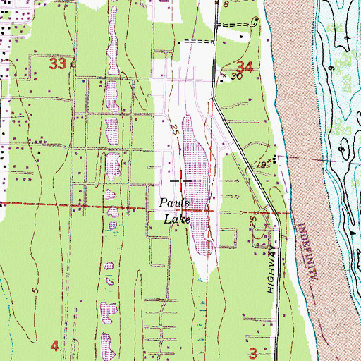 Topographic Map of Pauls Lake, WA