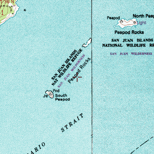 Topographic Map of Peapod Rocks, WA