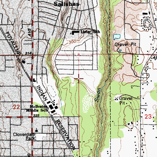 Topographic Map of Pierce County School, WA