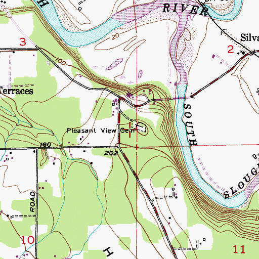 Topographic Map of Pleasant View Cemetery, WA