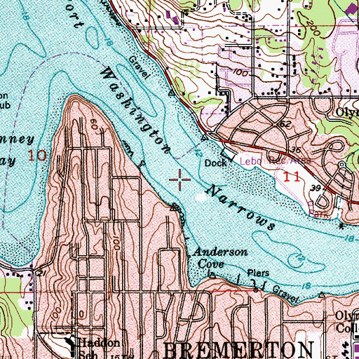Topographic Map of Port Washington Narrows, WA