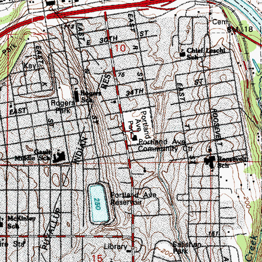 Topographic Map of Portland Avenue Park, WA