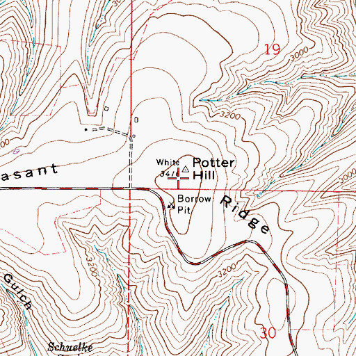 Topographic Map of Potter Hill, WA