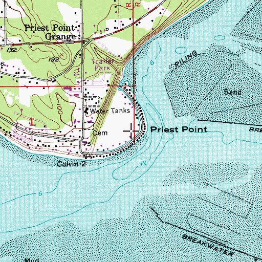 Topographic Map of Priest Point, WA