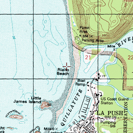 Topographic Map of Rialto Beach, WA
