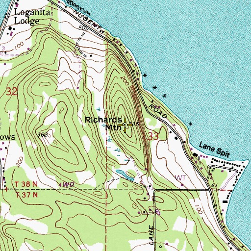 Topographic Map of Richards Mountain, WA