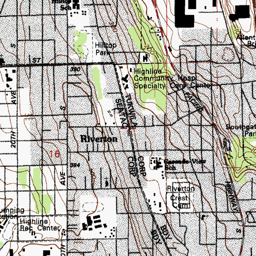 Topographic Map of Riverton, WA