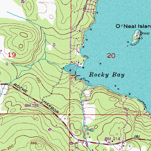 Topographic Map of Rocky Bay, WA