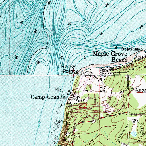 Topographic Map of Rocky Point, WA