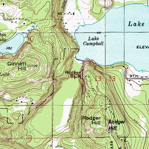 Topographic Map of Rodger Bluff, WA
