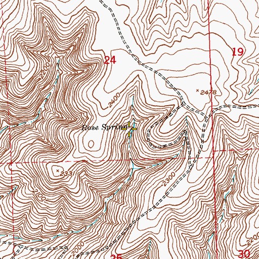 Topographic Map of Rose Spring, WA