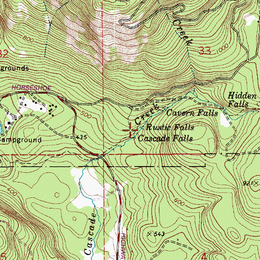 Topographic Map of Rustic Falls, WA