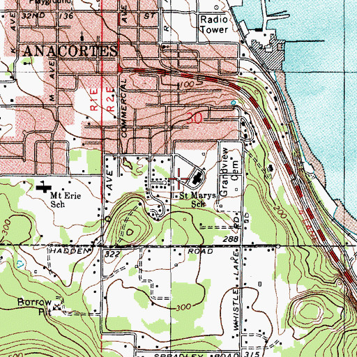 Topographic Map of Saint Marys School, WA
