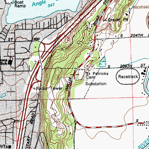 Topographic Map of Saint Patricks Cemetery, WA