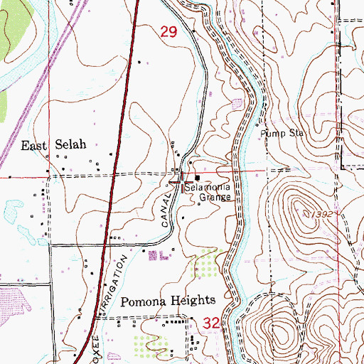 Topographic Map of Salamonia Grange, WA