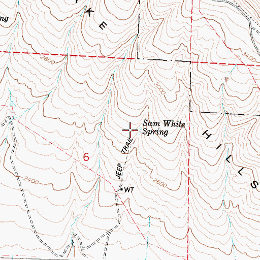 Topographic Map of Sam White Spring, WA