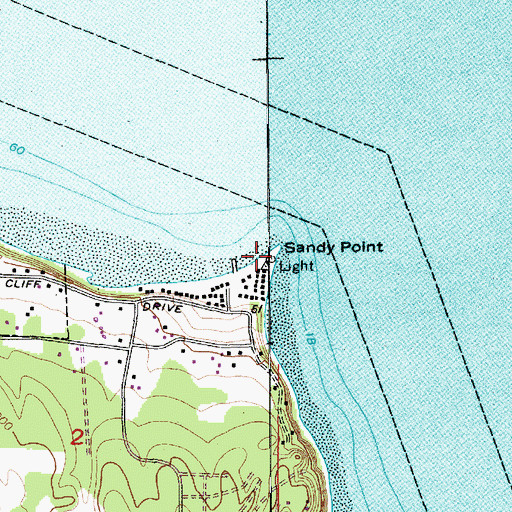 Topographic Map of Sandy Point, WA
