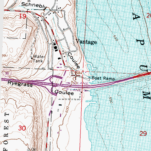 Topographic Map of Schnebly Coulee, WA