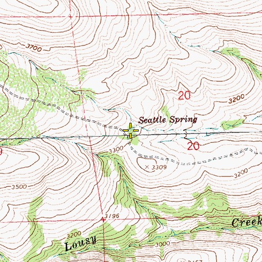 Topographic Map of Seattle Spring, WA
