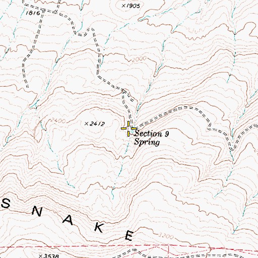 Topographic Map of Section 9 Spring, WA