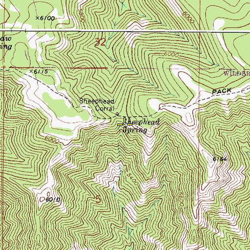 Topographic Map of Sheephead Spring, WA