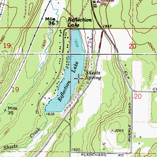 Topographic Map of Sheets Spring, WA