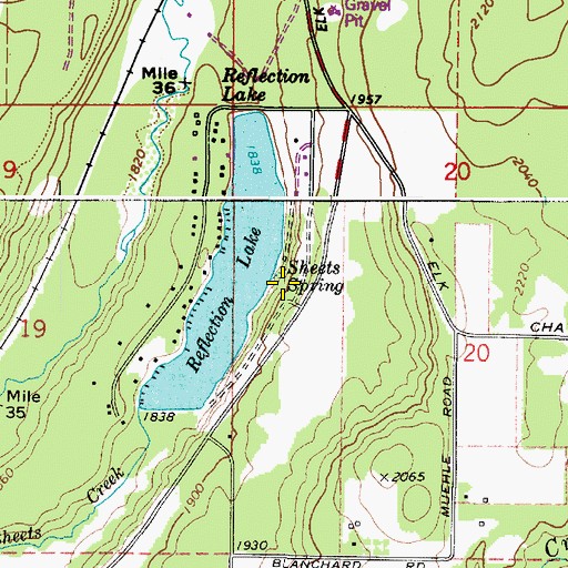 Topographic Map of Sheets Spring, WA