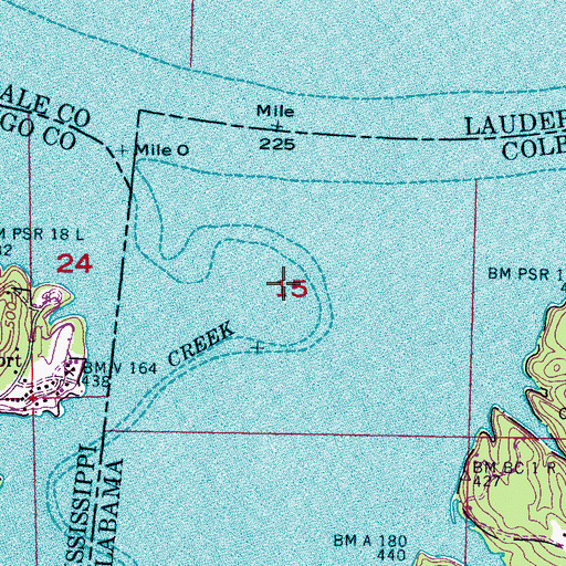 Topographic Map of Tucker Bend (historical), AL