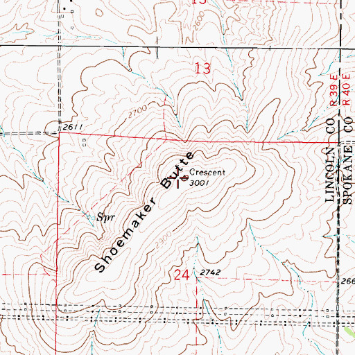 Topographic Map of Shoemaker Butte, WA
