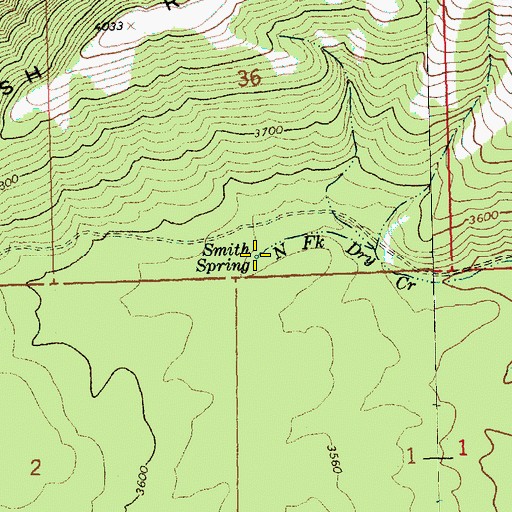 Topographic Map of Smith Spring, WA