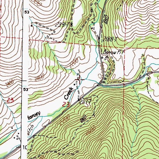 Topographic Map of South Fork Harvey Creek, WA