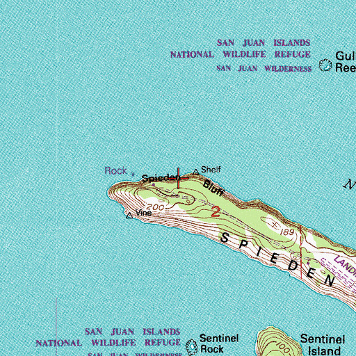 Topographic Map of Spieden Bluff, WA