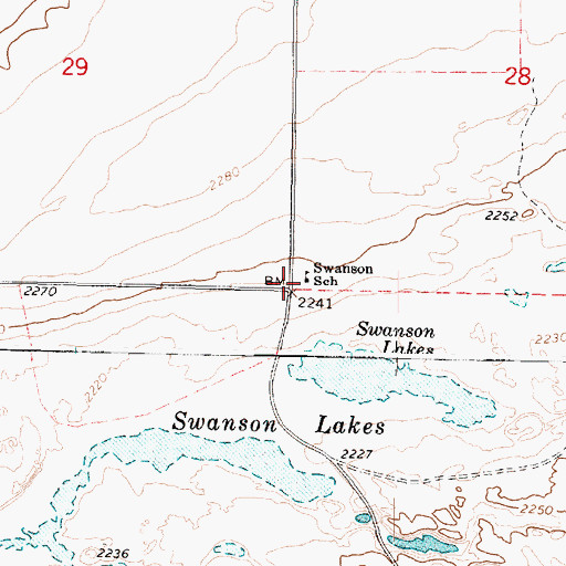 Topographic Map of Swanson School, WA
