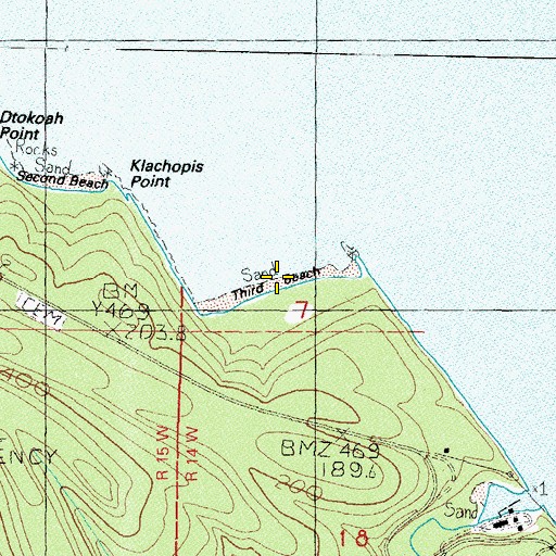 Topographic Map of Third Beach, WA