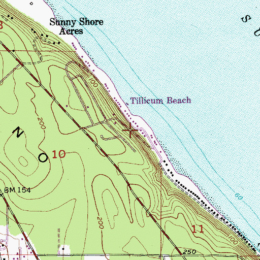 Topographic Map of Tillicum Beach, WA