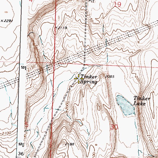 Topographic Map of Tinker Spring, WA