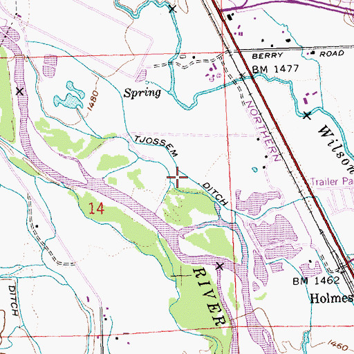 Topographic Map of Tjossem Ditch, WA