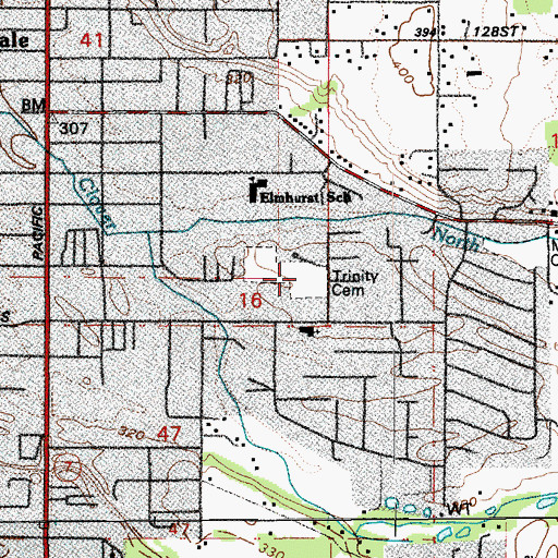 Topographic Map of Trinity Lutherian Cemetery, WA