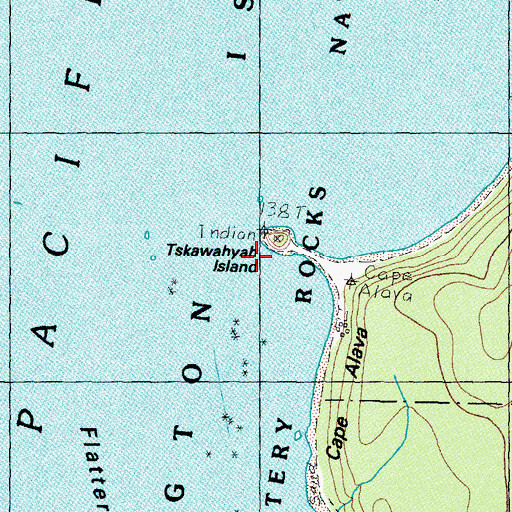 Topographic Map of Tskawahyah Island, WA