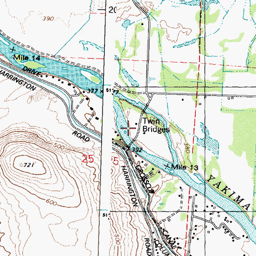 Topographic Map of Twin Bridges, WA