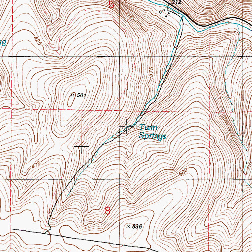 Topographic Map of Twin Springs, WA