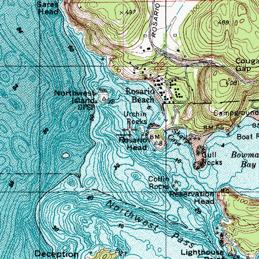 Topographic Map of Urchin Rocks, WA