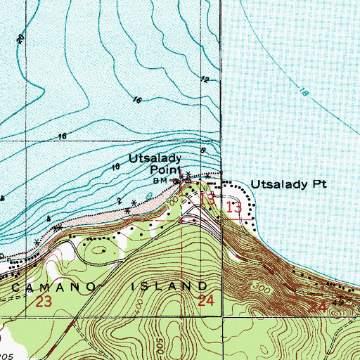 Topographic Map of Utsalady Point, WA