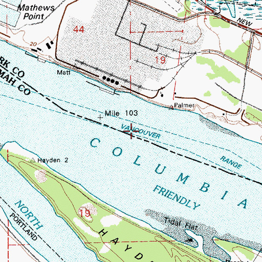 Topographic Map of Vancouver Range, WA